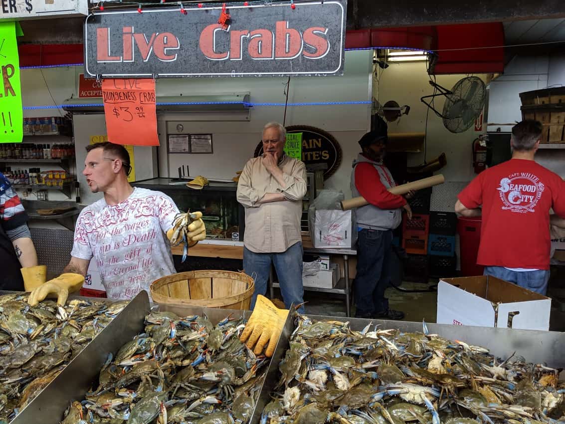 live crabs at Maine Avenue fish market in D.C. 