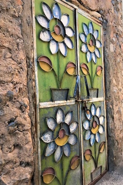 a traditional door in Misfat Al Abriyeen, Oman