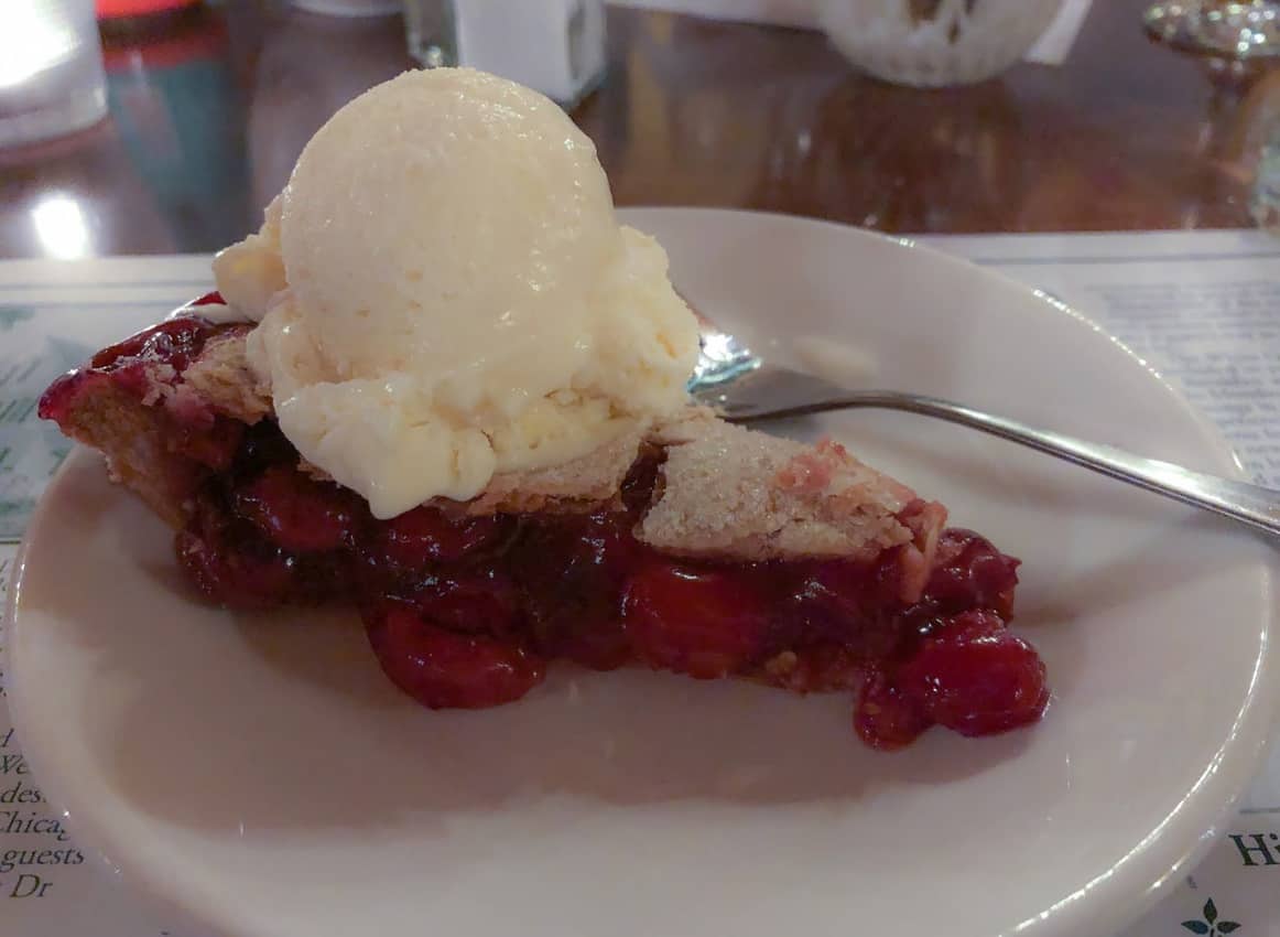 Cherry pie à la mode is included with the fish boil dinner at White Gull Inn.