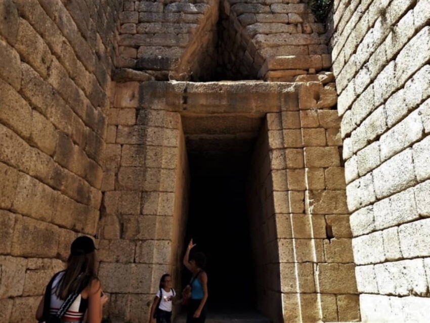 Outside the tomb in Mycenae.