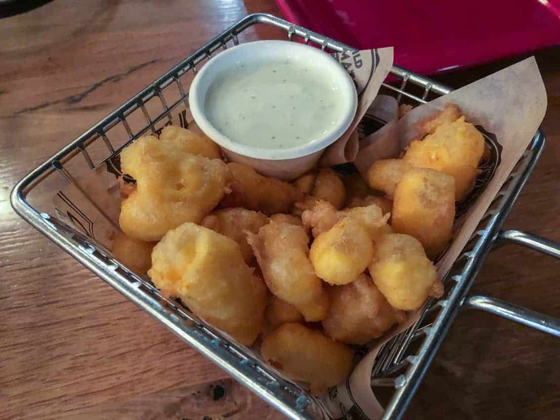 A standard on menus throughout Door County are cheese curds, deep fried and served with ranch dressing. Yummy!