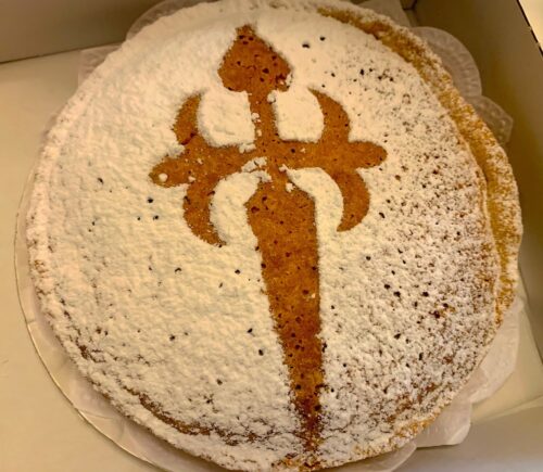 St. James cake or Tarta de Santiago is popular in Santiago bakeries and restaurants