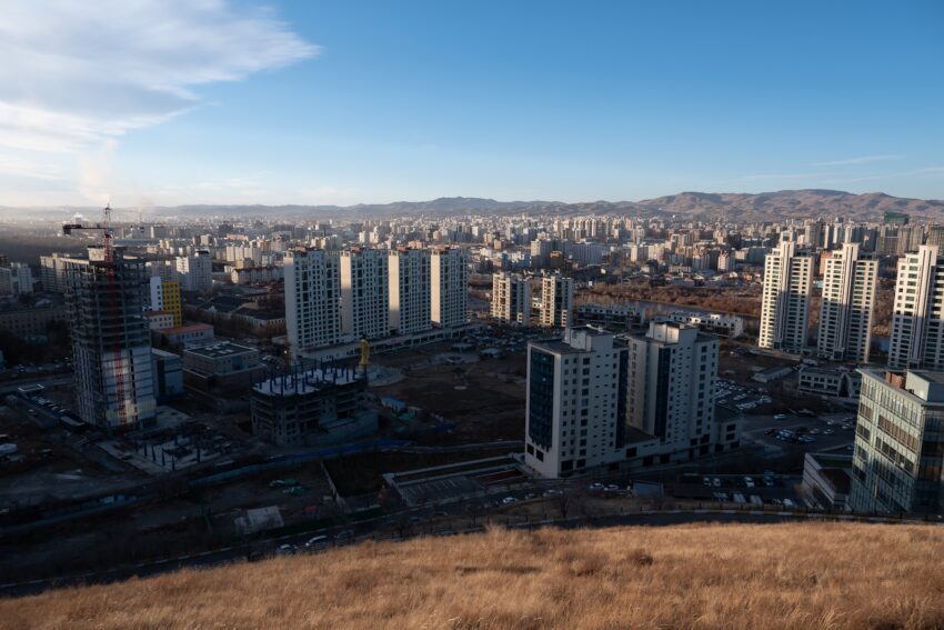 The growing sprawl of Ulaanbaatar from the top of Zaisan Hill. New construction is springing up all over the city thanks to mass urbanization.