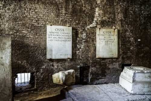 Many original signs remain on the original walls. Mausoleum of Augustus