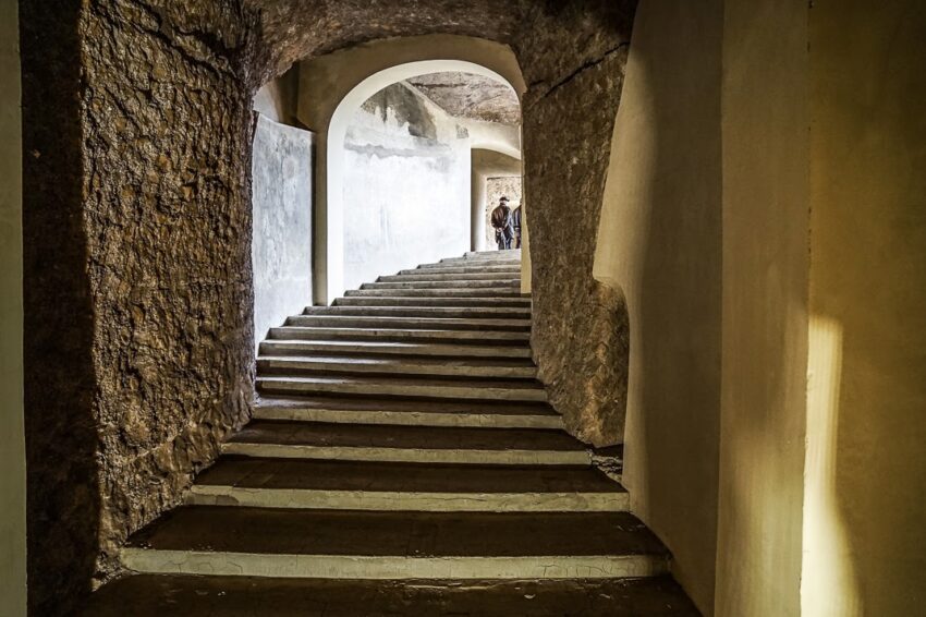 Another dramatic stairway in the ancient mausoleum of Augustus.