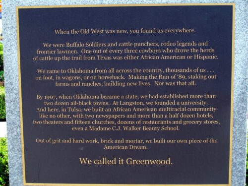 One of several Greenwood Rising signboards in John Hope Franklin Reconciliation Park Photo by Beth Reiber