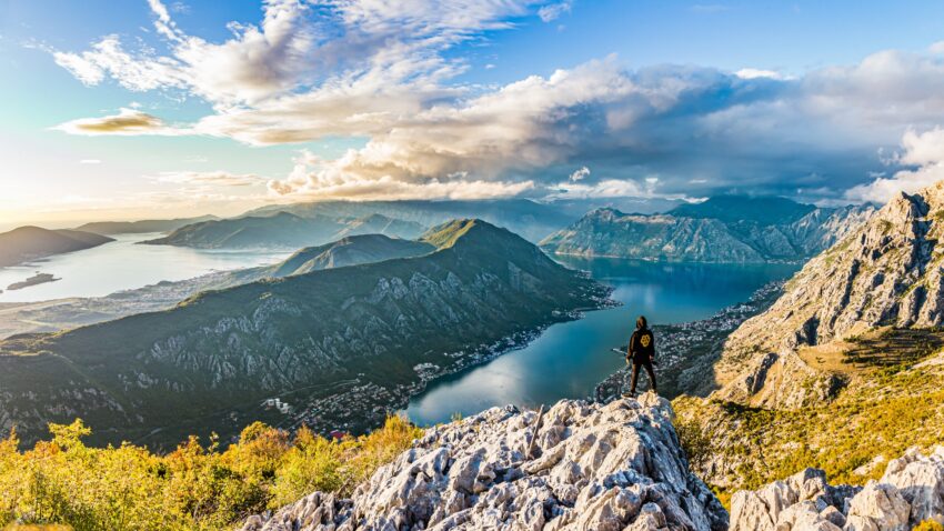 Panorama of the Bay of Kotor, Montenegro.