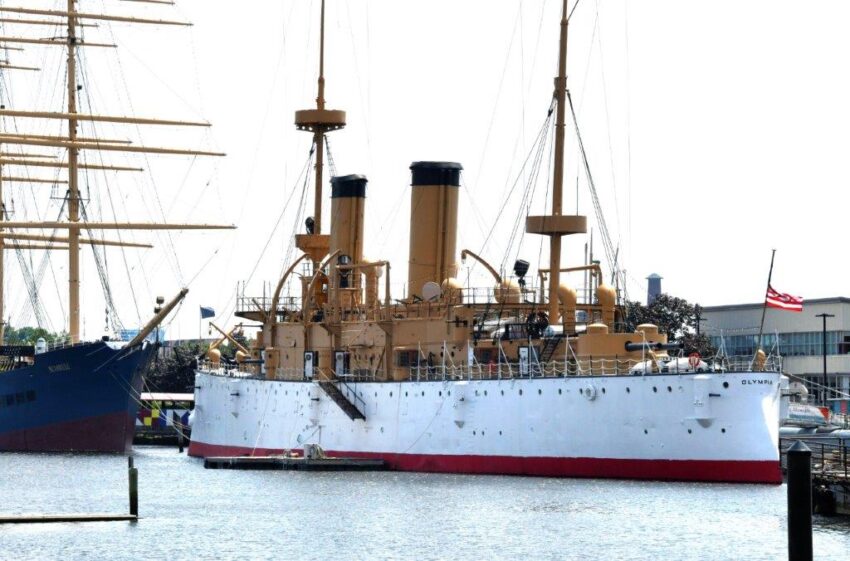 USS Olympia docked in Philadelphia's Penn's Landing