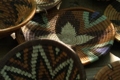 Local woven baskets on offer