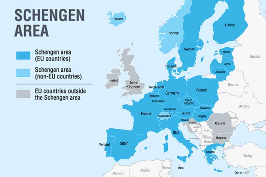 european schengen zone