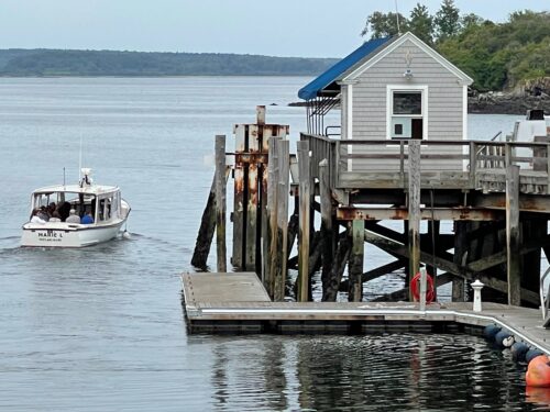 The ferry dock at Diamond Cove, the second stop on Great Diamond Island, Casco Bay, Maine.