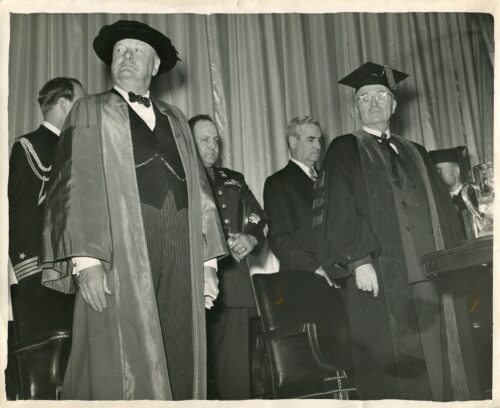 Churchill and Truman on stage Photo courtesty of Americas National Churchill Museum