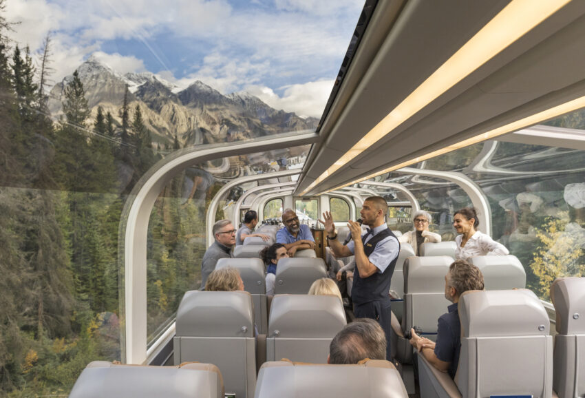 Panoramic views in GoldLeaf Service on Canadian routes photo Rocky Mountaineer