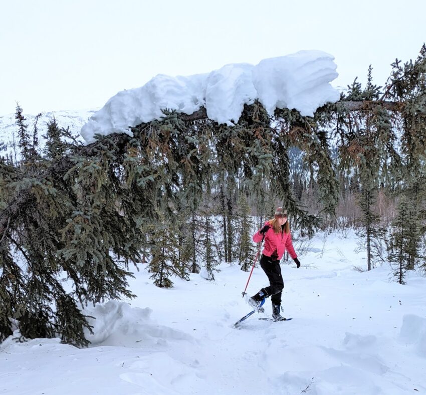 Learning to showshoe in Alaska.