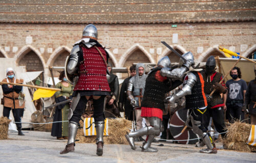 Knights Battling in the City’s Medieval Fair