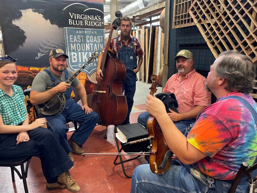 Live Appalachian music is a hallmark of the Blue Ridge Mountains and you'll find it at many locations like Floyd or here, at Black Dog Salvage, which has a stage for music concerts.
