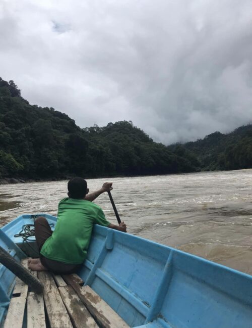The rough river in Borneo.