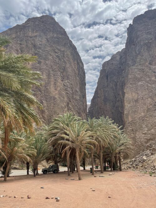 Wadi Tiyep Asm entrance, right across from the undeveloped shore of the Red Sea.