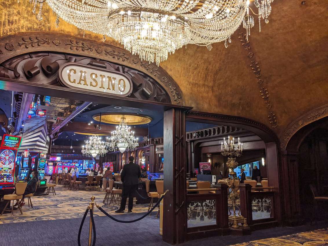 The Fairmont El San Juan's casino has a variety of slots and card games, plus lots of chandeliers