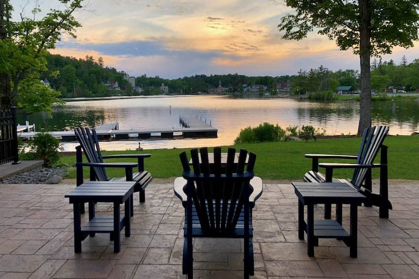 A picture-perfect view of Lake Flower from Saranac Waterfront Lodge. Cathie Arquilla photos.