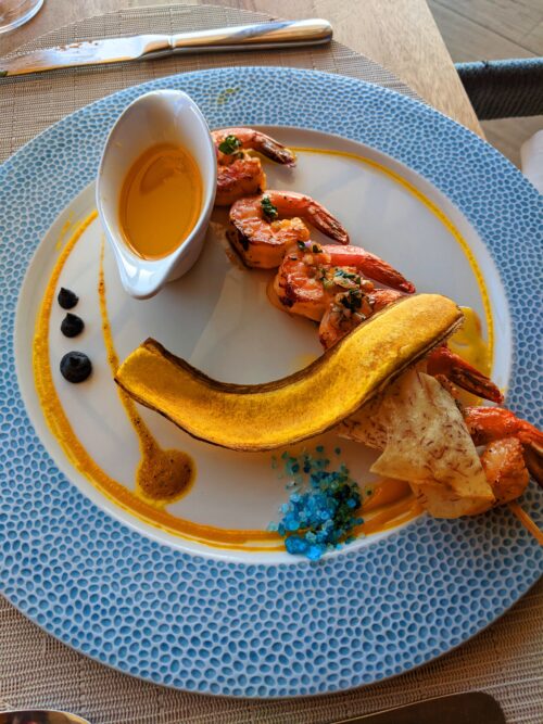 we enjoyed grilled shrimp & plantains from Secrets' Olio restaurant