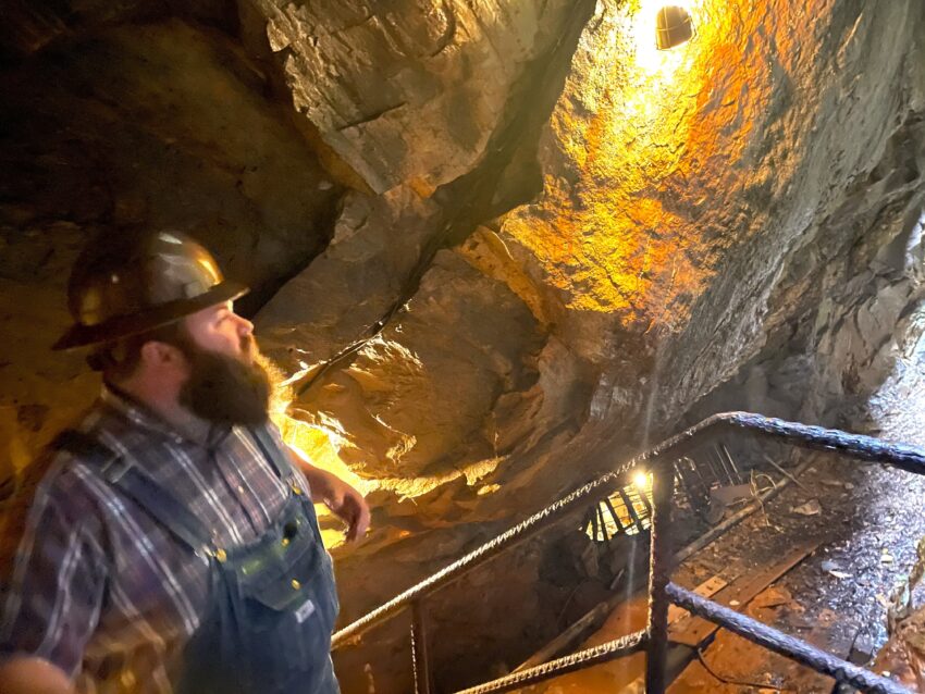 Dothan Hobart leads an underground tour of Consolidated Mine.