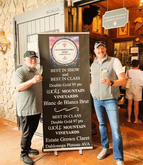 Karl Boegner, left, and son Brannon Boegner are proud of the awards won by their wines at the San Francisco Chronicle and Los Angeles International wine competitions.