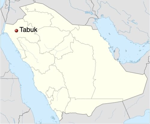 Tabuk is in the northwest of Saudi Arabia.