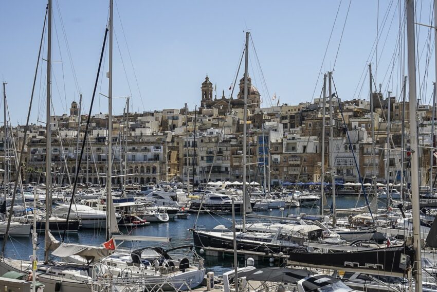 The yacht-laden harbor outside Valletta where some scenes from "Jurassic Park: Dominion" were shot.