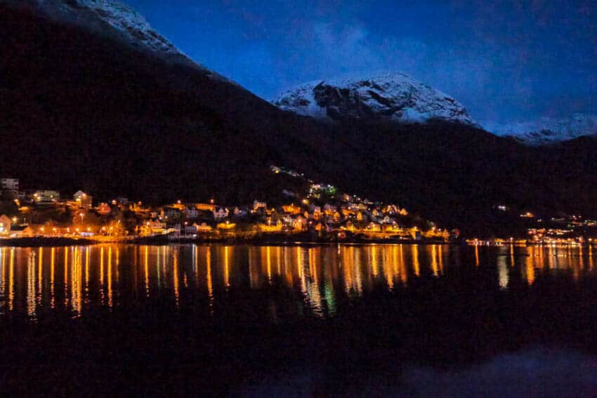 The view of Odda harbour from Odda bus station.