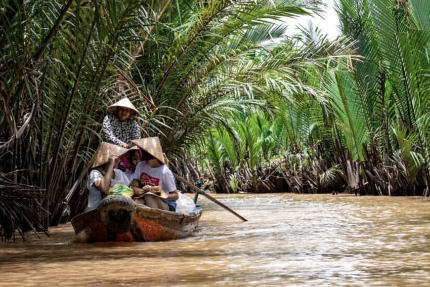 Paddling along the Mekong river. Anna Lin photo