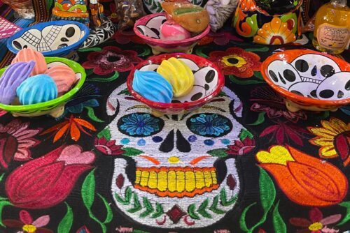 The skeleton is the iconic symbol of the Day of the Dead celebrations in Mexico. in Merida Yucatan.