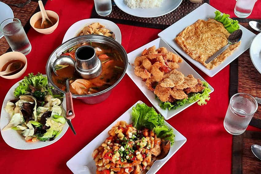 A variety of Thai delights are served for lunch at Koh Panyee