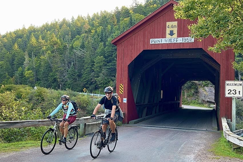 The Point Wolfe Covered Bridge in Fundy National Park, and the bikers were on a cross country cycling adventure © S. Kurtz