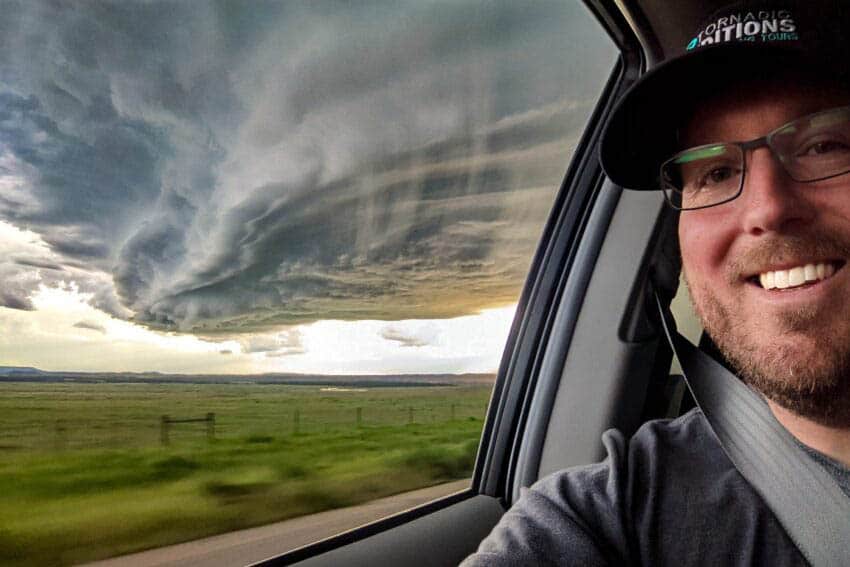 Erik Burns takes people who love storm chasing out to see the tornadoes in the great plains of the US. 