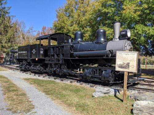 One of the trains on display outside the free Little River Railroad Museum in Townsend.
