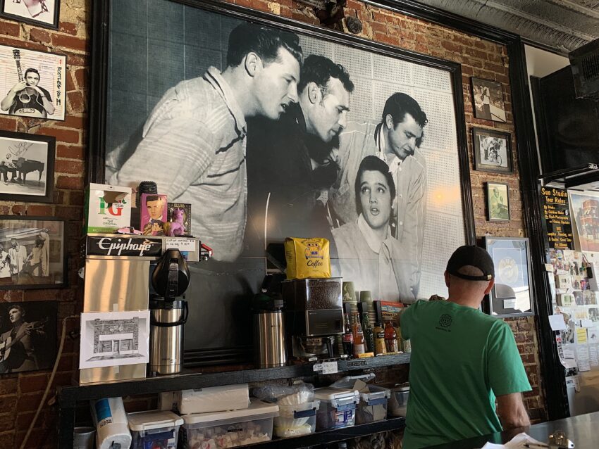 Coffee and sodas are sold at the Sun Studio counter.