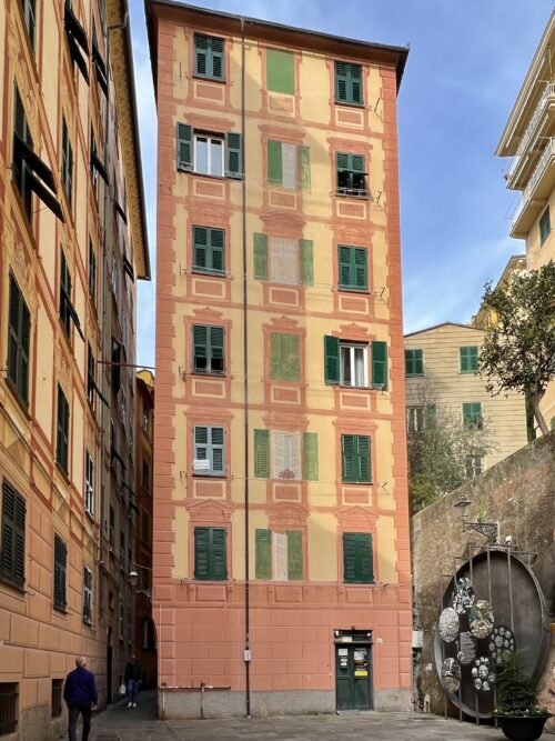 Camogli's vibrantly painted houses famous for their trompe l'oeil details.