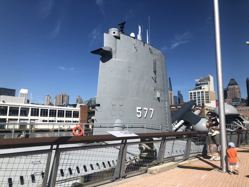 A view of the submarine USS Growler in Manhattan military.