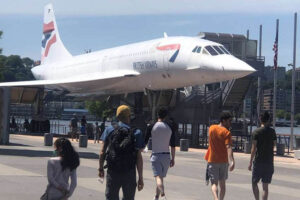 The Concorde aircraft G-BOAD on display at the Intrepid Sea, Air and Space Museum.