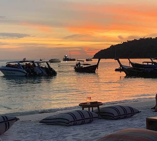 Koh Lipe: Sunset on Pattaya Beach. Plenty of great spots along the beach to grab a drink and watch the sun go down.