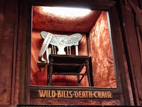 This "may be" Wild Bill's death chair, on exhibit in Saloon No. 10