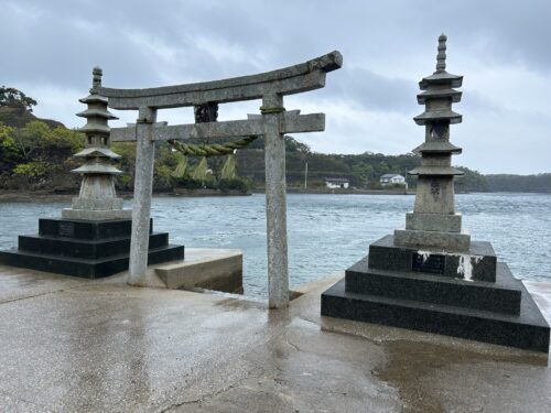 The torii gate of Sumiyoshi Shrine, where fishermen often bring their new boats for a blessing before sailing.