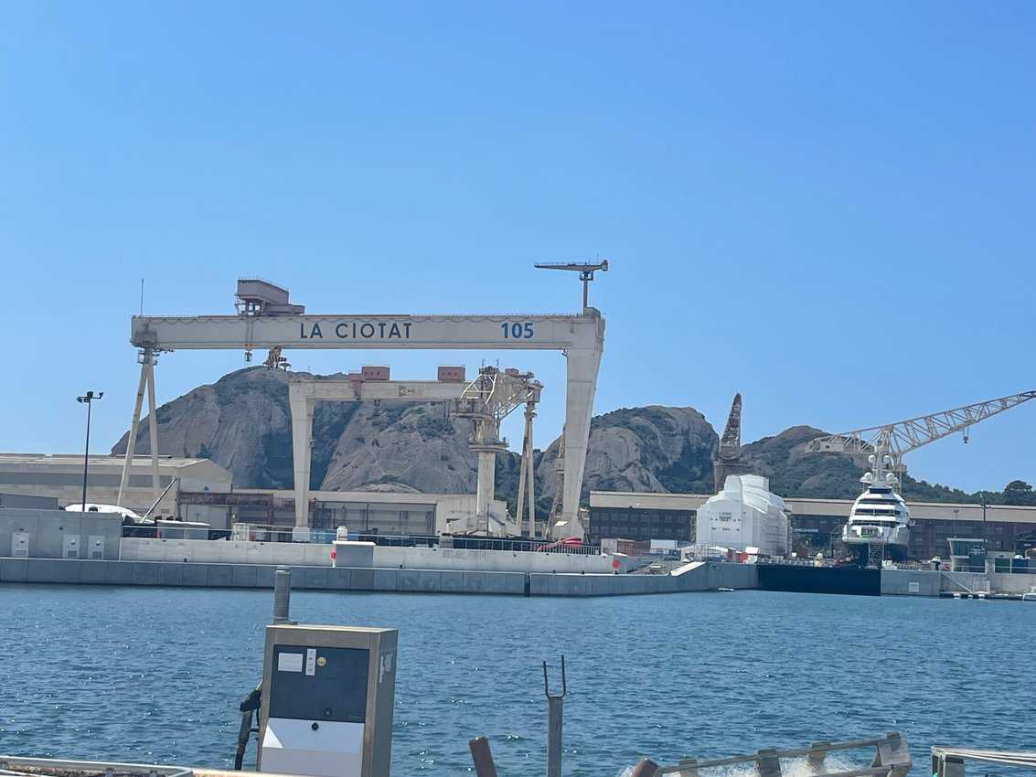 Superyachts are built at this seaside shipyard in La Ciotat, Provence.