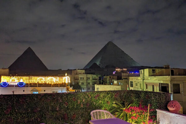 Our amazing view from our very inexpensive hotel room in Giza