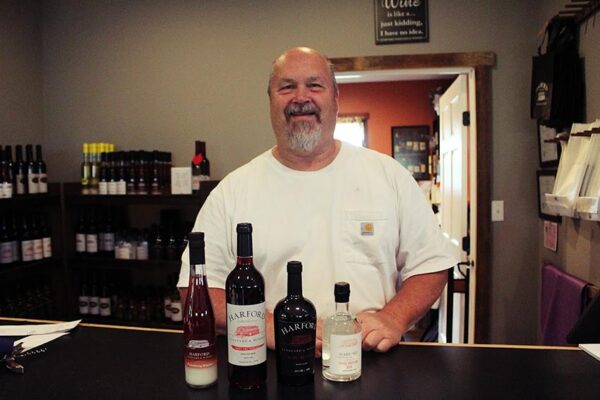 Harford Winery owner Kevin Mooney with his best sellers.