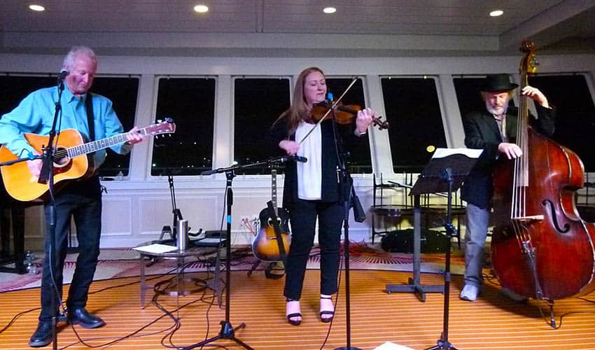 Award-winning fiddler Laura Weber White with Jeff White on guitar and Todd Phillips on bass.