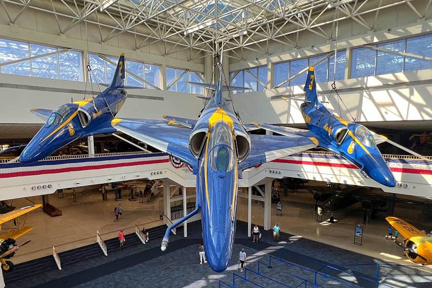 Still airborne: former Blue Angels at the Pensacola Naval Museum.