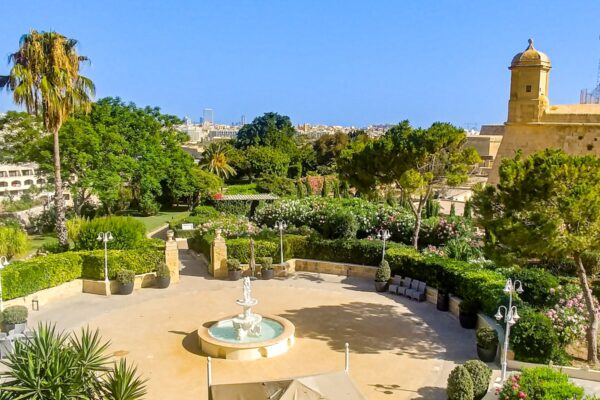 View from the Phoenix Terrace over the gardens - Phoenicia Malta ©Mary Charlebois