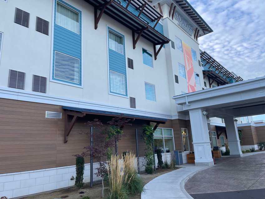 Compass by Margaritaville is a comfortable, inexpensive hotel built in 2022 on the outskirts of Medford. Four additional hotels will open in 2023.